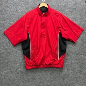 FootJoy DryJoys Rain Shirt Mens Large Red Short Sleeve Vented Golf Jacket